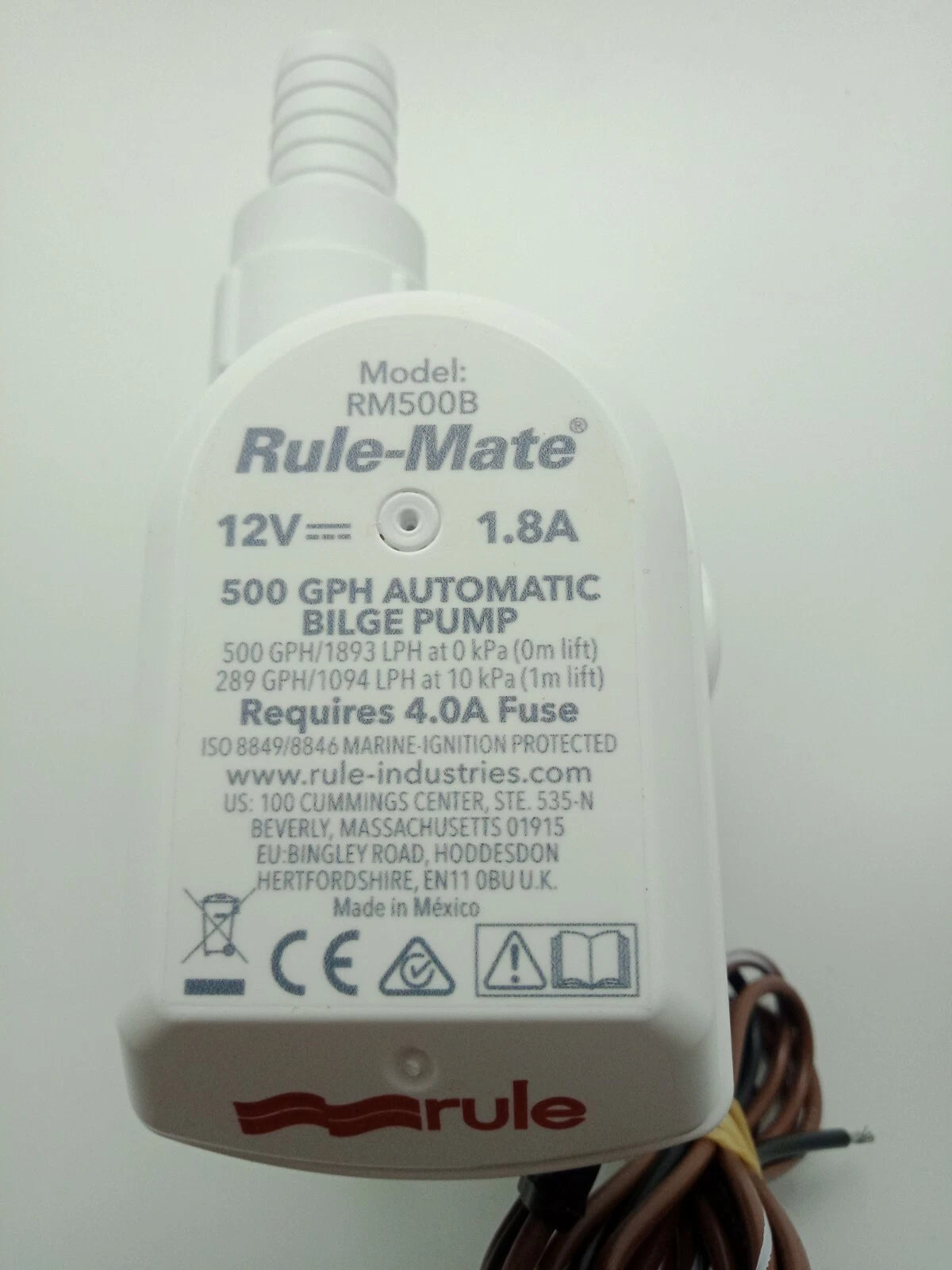 Automatic Bilge Pump 500 GPH 12V for Rule Mate RM500B
