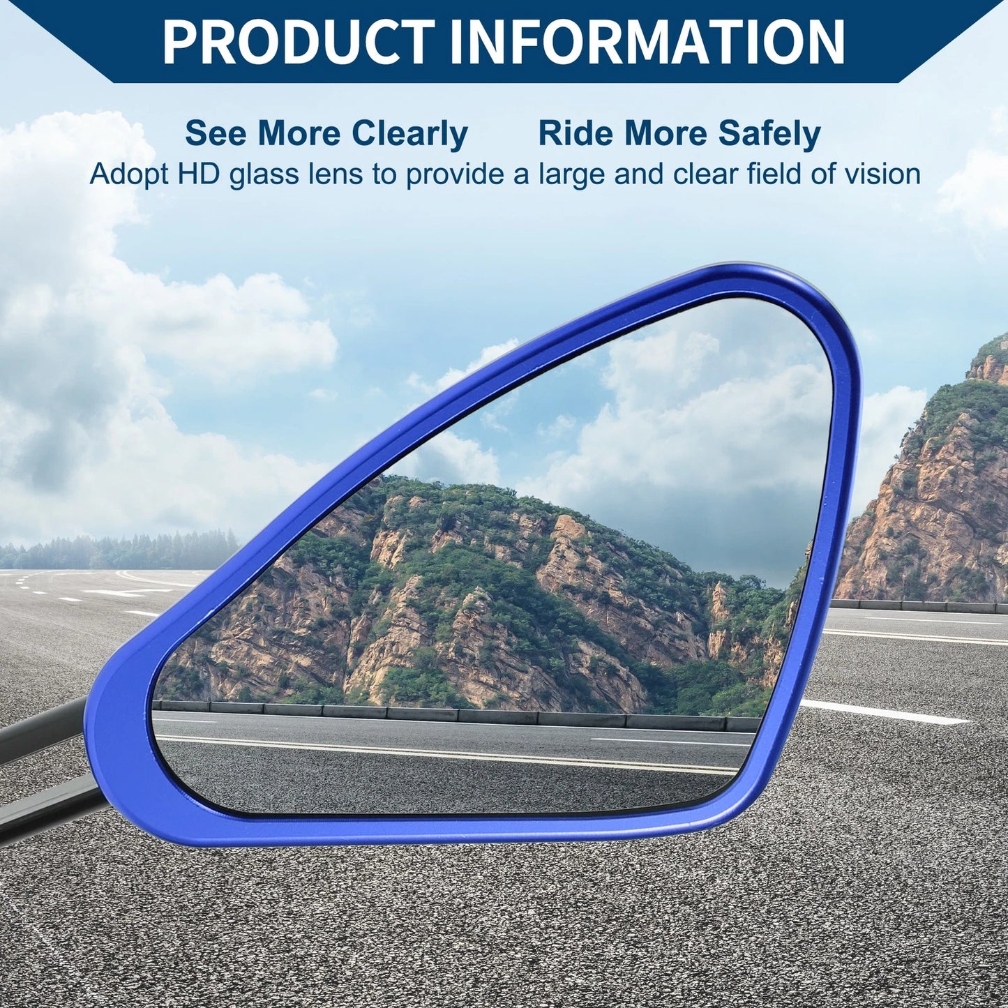 M8/M10 1 Rear View Mirrors Black Blue for Motorcycle