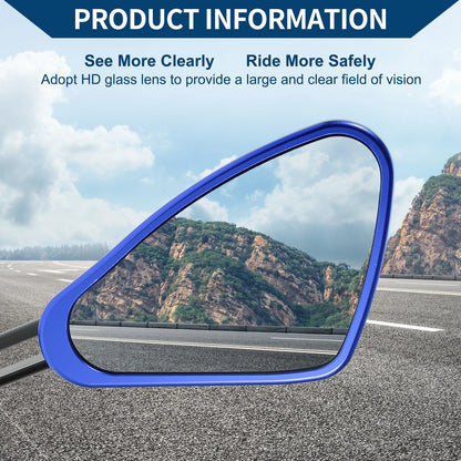 M8/M10 1 Rear View Mirrors Black Blue for Motorcycle