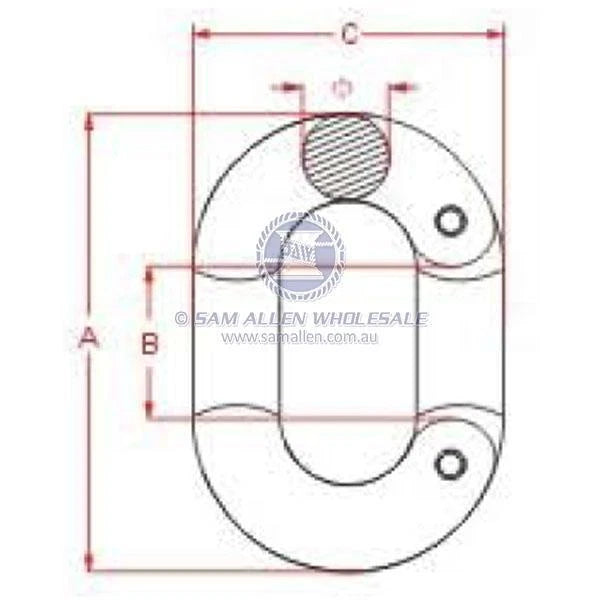 Chain Joining Link for Anchor Chain 316 Stainless Steel 13mm 2 Piece Join