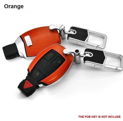 Orange Smart Leather FOB Key Cover Case Fit for Benz Class A B C E S GL CLA