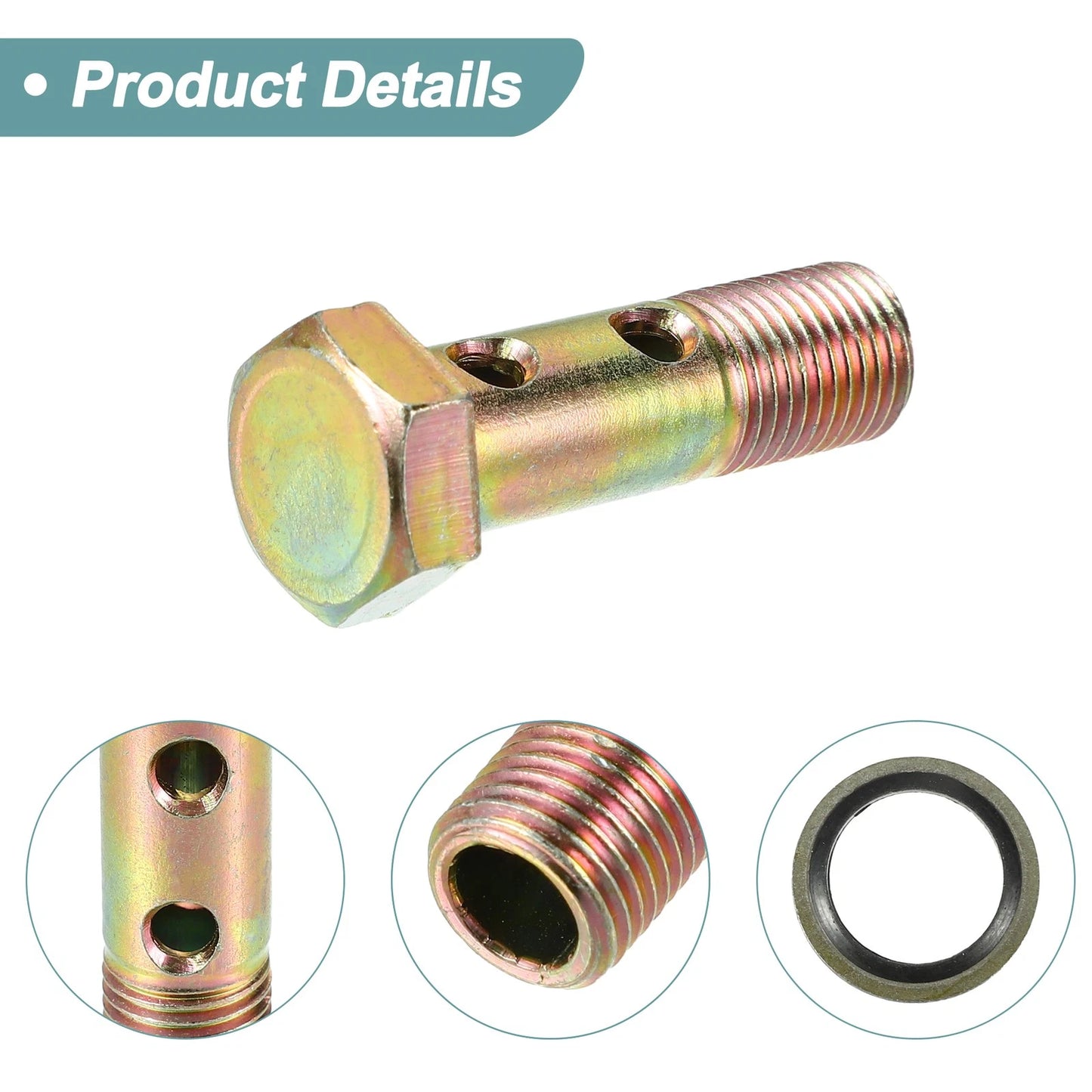 2 x M12x1.25 45mm Hollow Bolt with Washer for Motorcycle