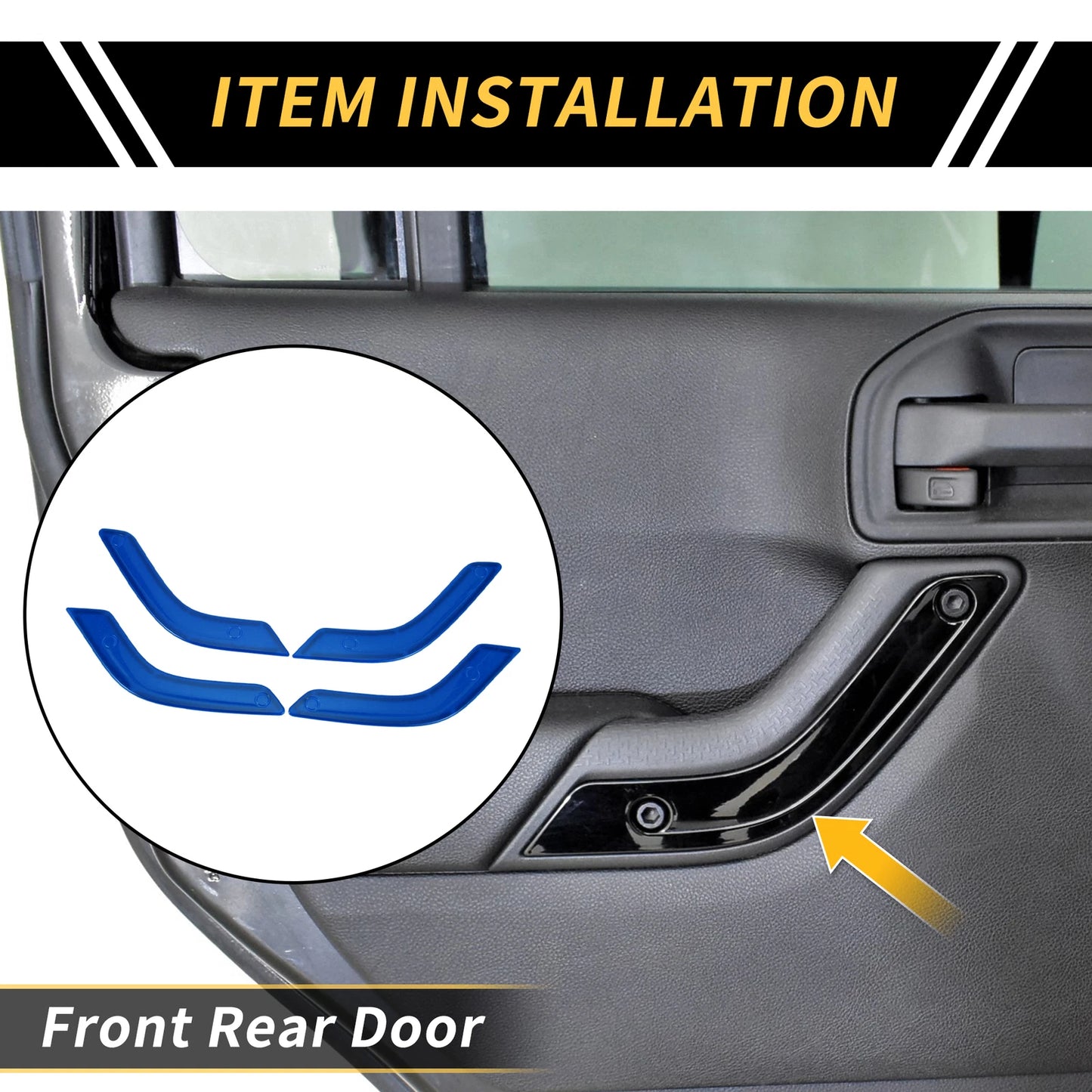 Blue Front Rear Door Handle Panel Bezel Cover Trims for Jeep Wrangler (2007-2023)