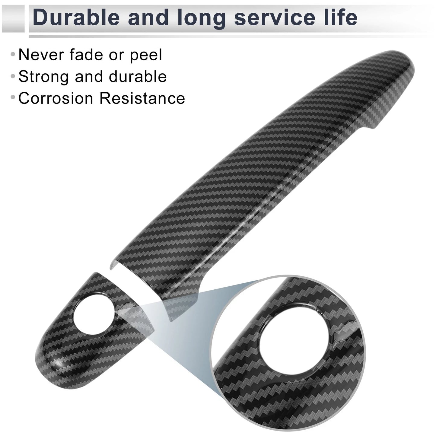 Door Handle Cover Trim for Toyota Highlander (2014-2019) Carbon Fiber Black