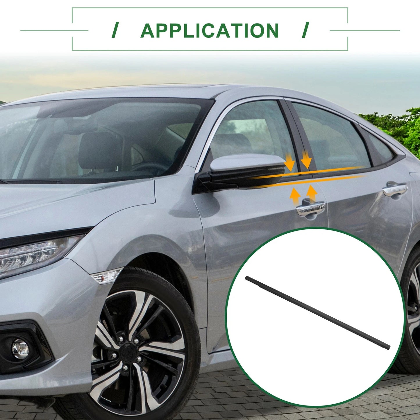 2 x Front Left Right Weatherstrip Window Seals for Honda Civic (2006-2011)