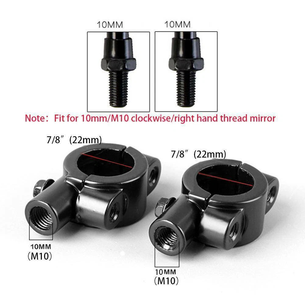 7/8" Black Motorcycle Handle Bar Mirror Mount Holder Clamp Adaptor