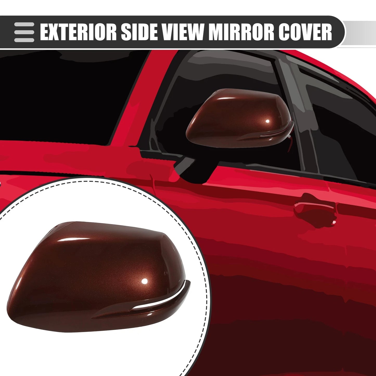 Left Side View Mirror Cover Trim for Honda CR-V (2012-2016) ABS Brown