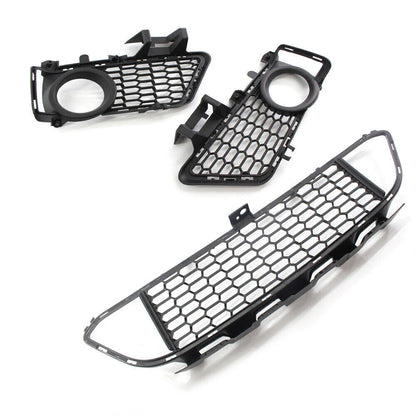 Front Lower Side Bumper Grille Fog Light Grill 3 x Pcs for BMW 3 Series (2012-2018)