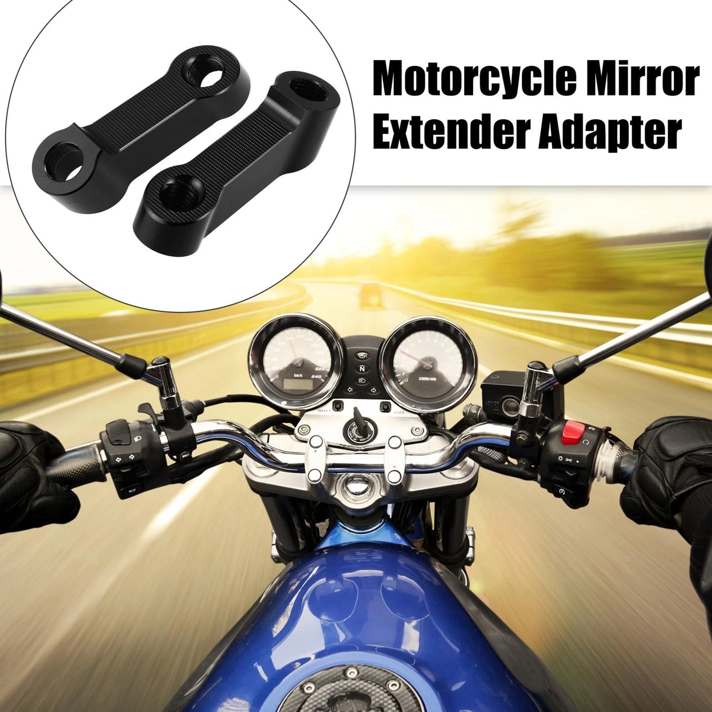 1 Pair Mirror Extender Adapter 10mm 8mm for Honda Yamaha