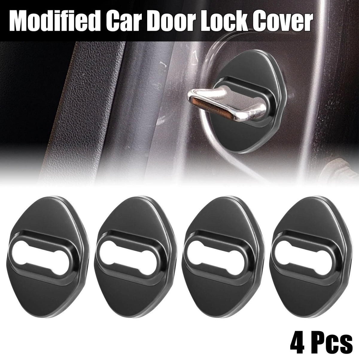 4pcs Car Door Lock Latches Striker Cover Protector for Toyota Black Adhesive