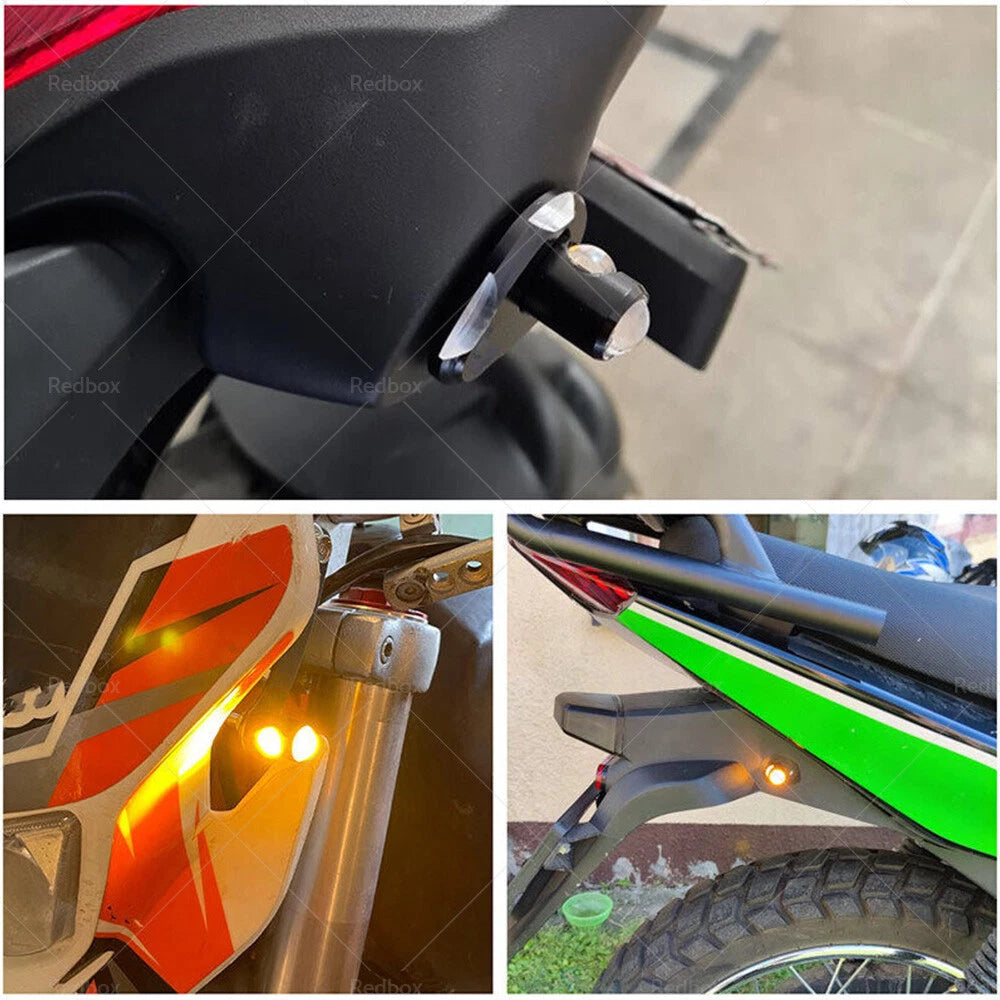 4PCS 12V Mini Amber LED Turn Signal Lights for Motorcycle