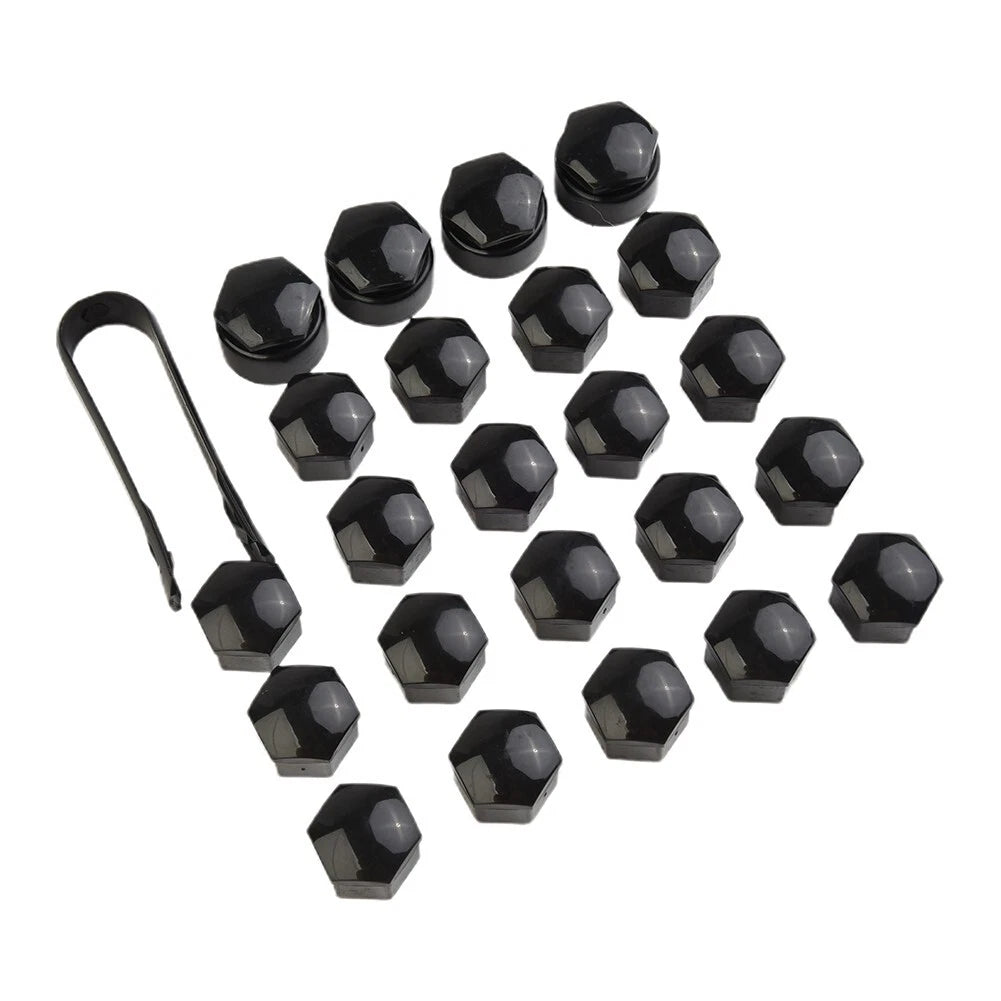 Black Wheel Nut Bolt Cover Cap / Pack of 24x 17MM / for Opel