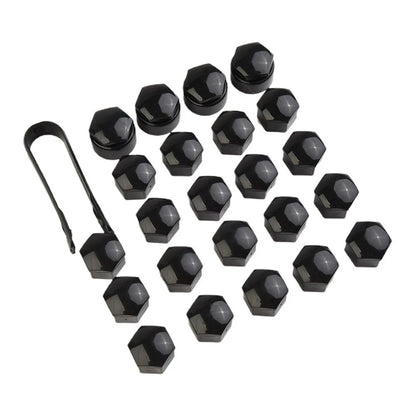 Black Wheel Nut Bolt Cover Cap / Pack of 24x 17MM / for Opel