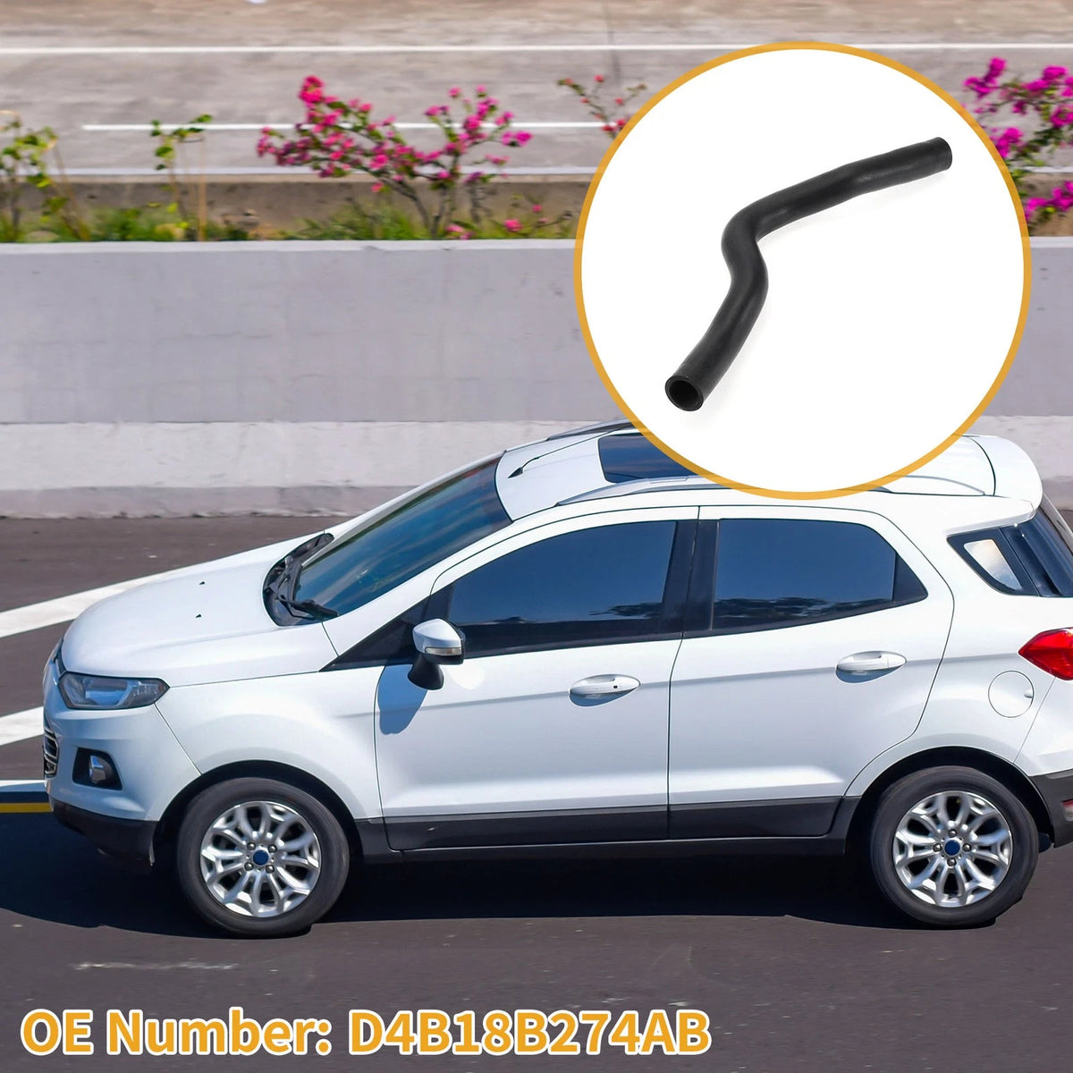 Radiator Hose for Ford Ecosport 2013-2024 Rubber Black 1 x Piece