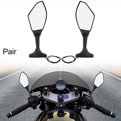 Pair Universal Motorcycle Side Mirror LED Turn Signal Black for Make Model