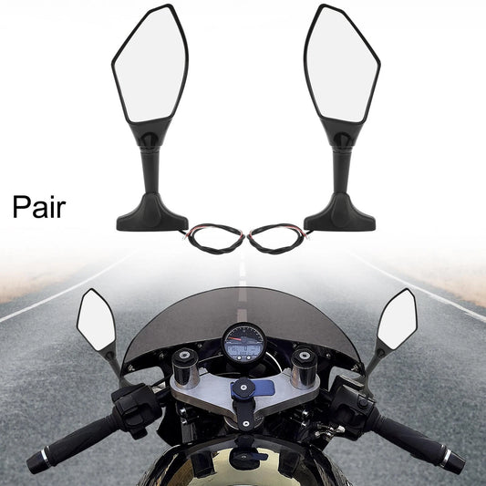 Pair Universal Motorcycle Side Mirror LED Turn Signal Black for Make Model