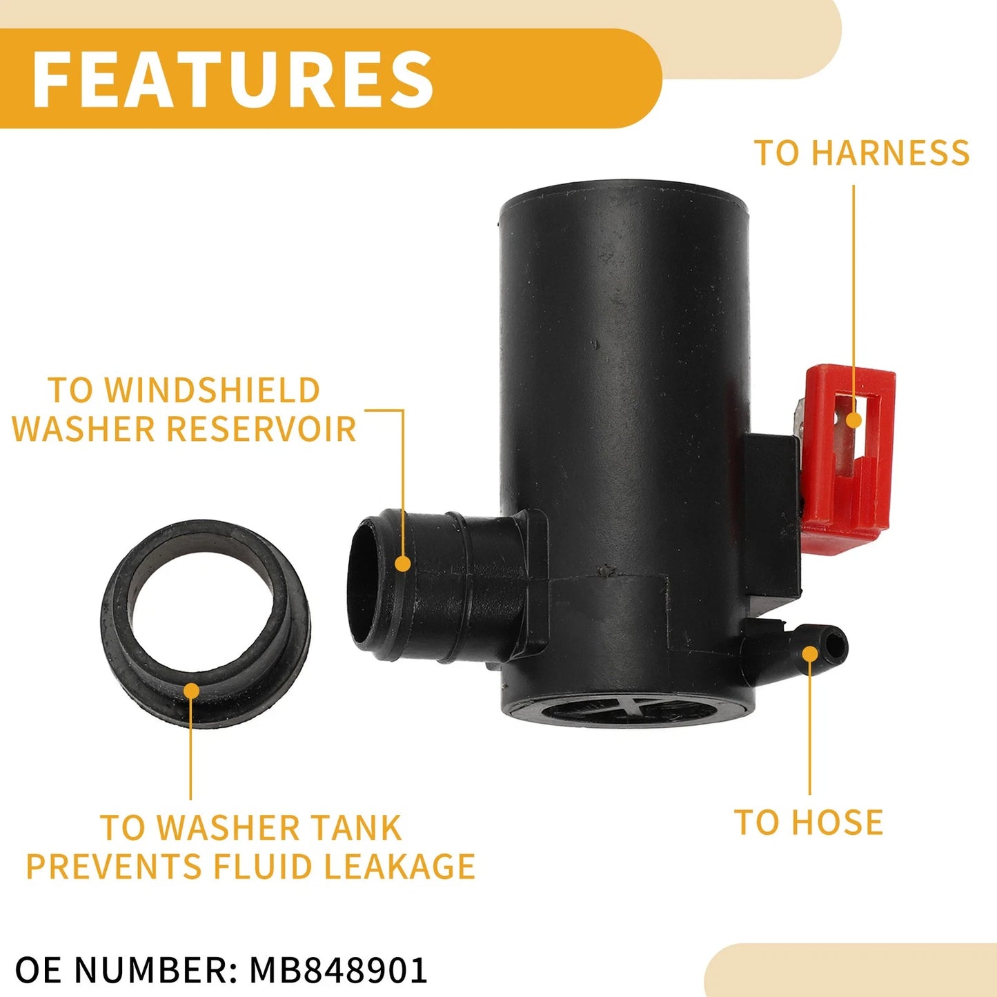 Windshield Washer Pump w/ Grommet for Subaru Impreza (2000-2007)