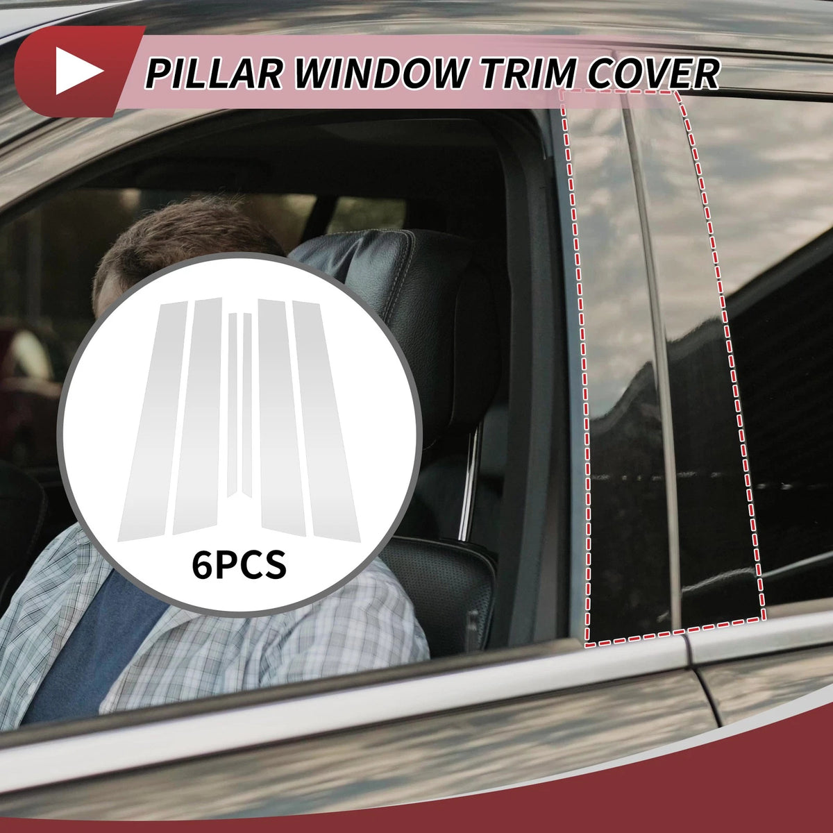 6 Pcs Door Pillar Window Trim for Nissan Maxima (2000-2003) Silver Tone