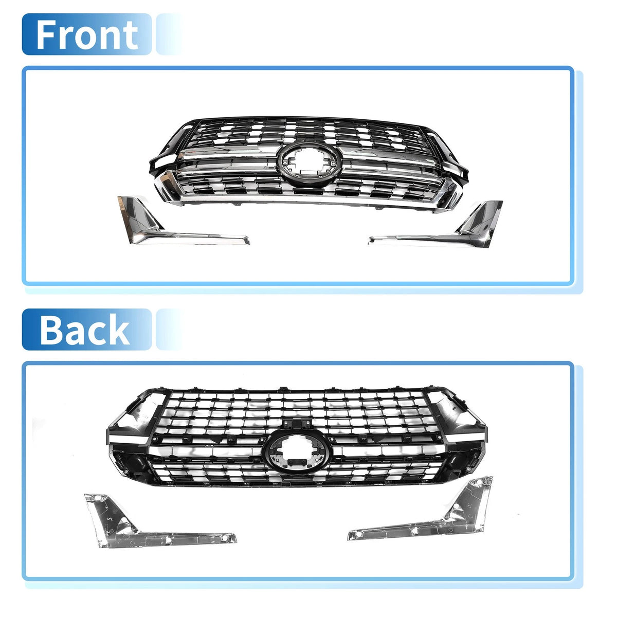 Front Upper Bonnet Bumper Grille for Toyota Land Cruiser LC200 (2016-2020) Black