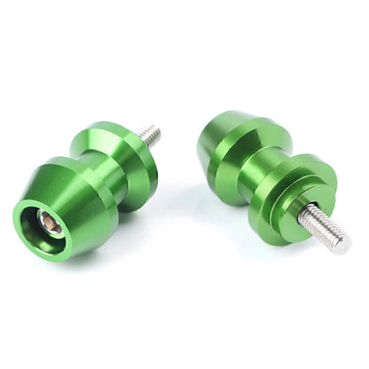 6mm Green Swingarm Spool Sliders for Yamaha R1, XV250, R6, YZF600, FZ6, FZ8