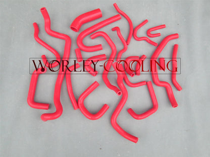 Aluminum Radiator + Red Silicone Hose + Shroud + Fan for Silvia S13 (1989-1994)