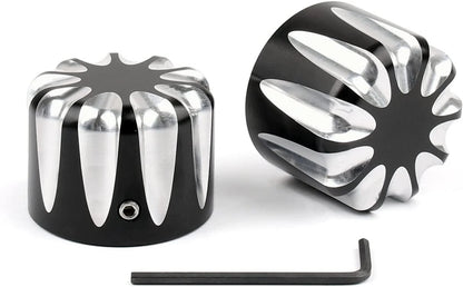 Black CNC Cut Axle Nut Cover for Harley Electra Street Road Glide