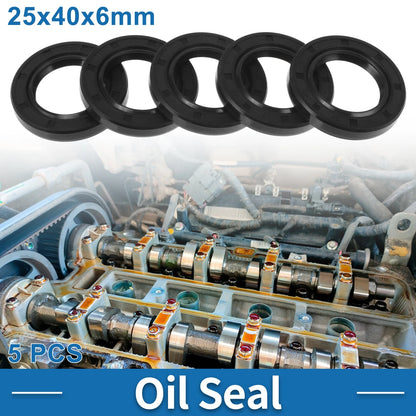 Oil Seal / 25x40x6mm / Seal Ring Rotary Shaft Seal Nitrile Rubber Black 5 Pcs