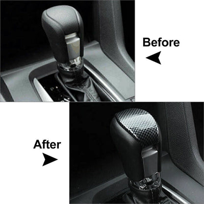 Carbon Fiber Console Gear Shift Knob Cover Trim for Honda Civic (2016-2020)