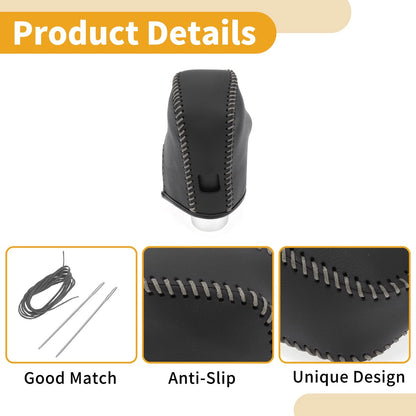 Gear Shift Knob Cover for Nissan Altima 2019-2024 Black Grey Faux Leather