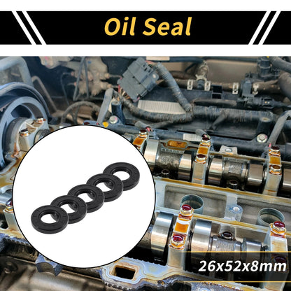 Oil Seal 26x52x8mm Black 5 Pcs