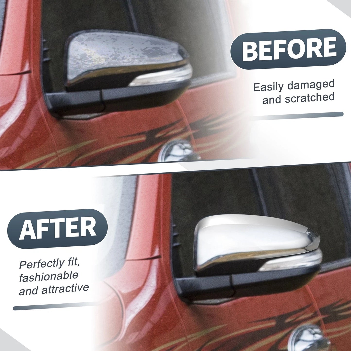 Pair Rearview Mirror Cover Cap Chrome Plated for Toyota Hilux (2015-2020)