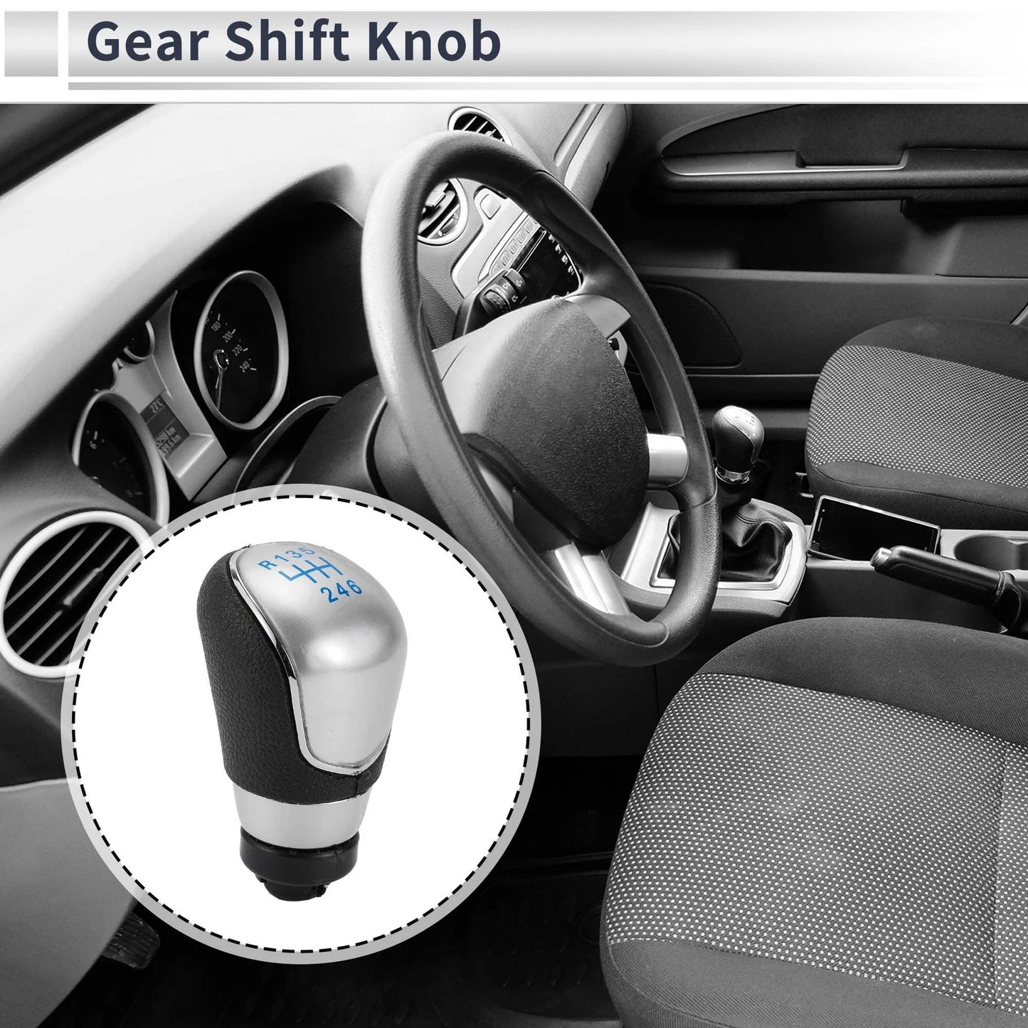 6 Speed Shift Knob for Ford Focus MK2 FL (2008-2011) - Plastic Blue Black Silver