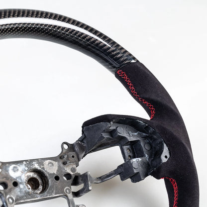 Steering Wheel Carbon Fiber Flat Bottom Suede for Honda CR-V (2012-2016)
