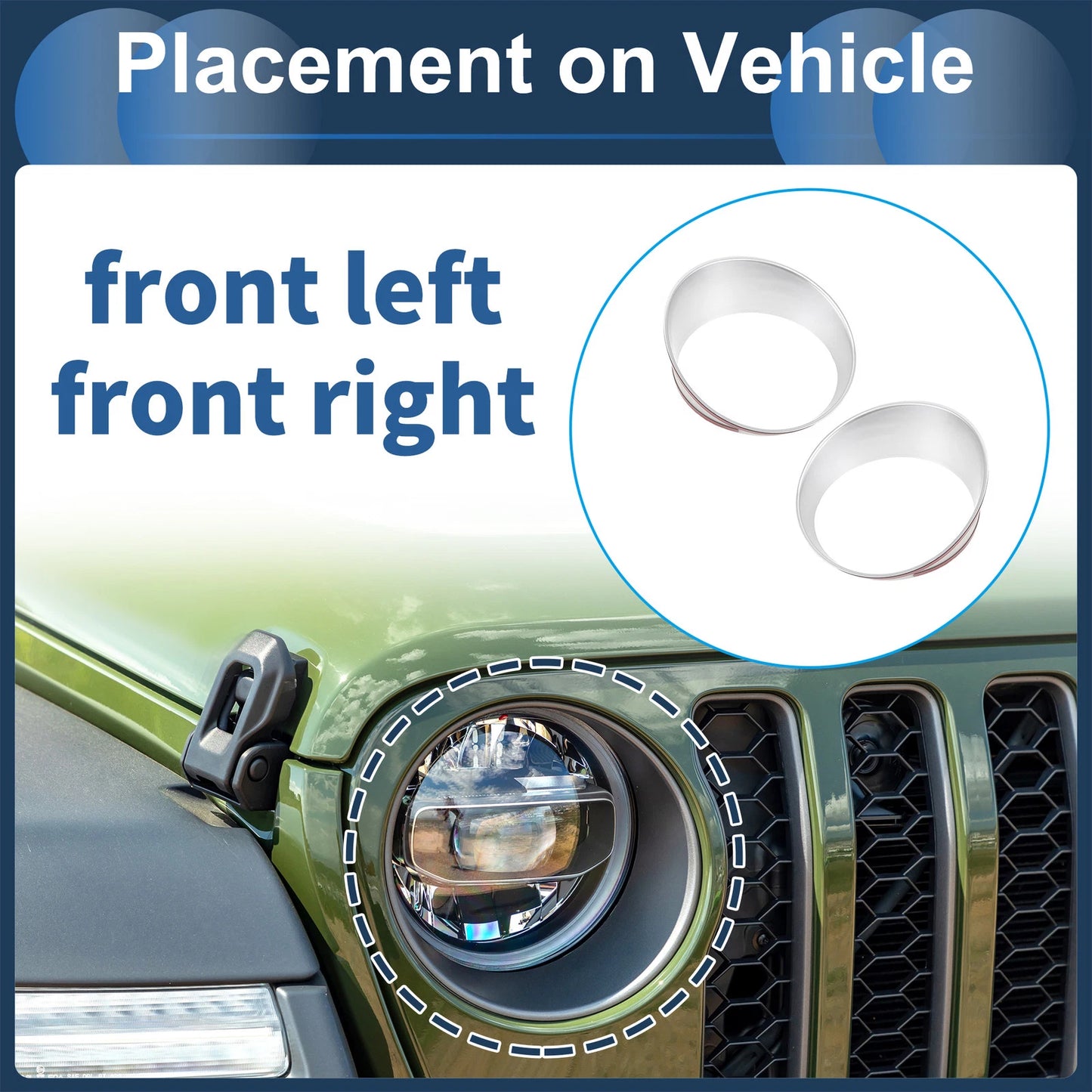 2 x Headlight Trim Bezels for Jeep Wrangler (2025)