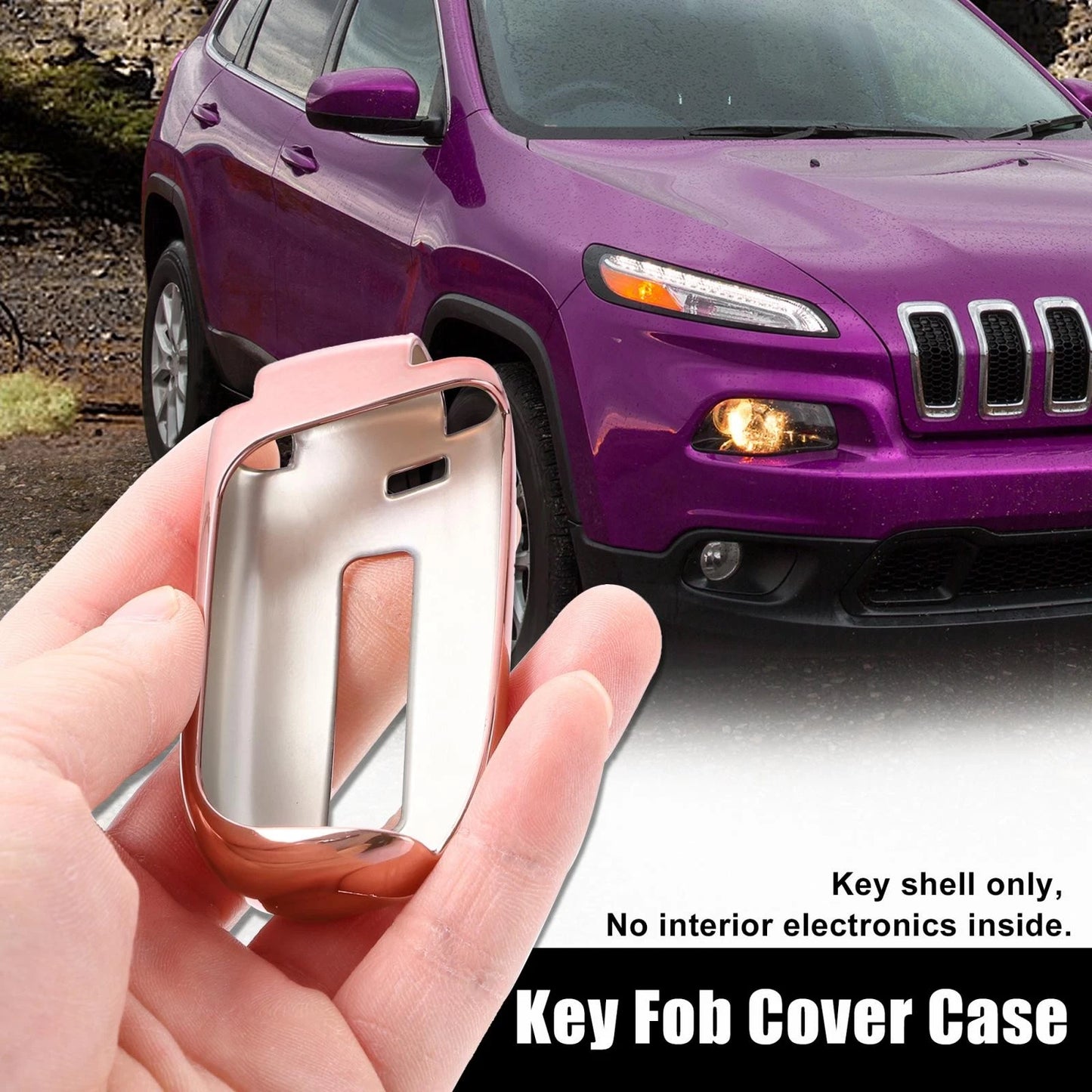 TPU Key Fob Cover Case for Jeep Grand Cherokee (2014-2021) Pink