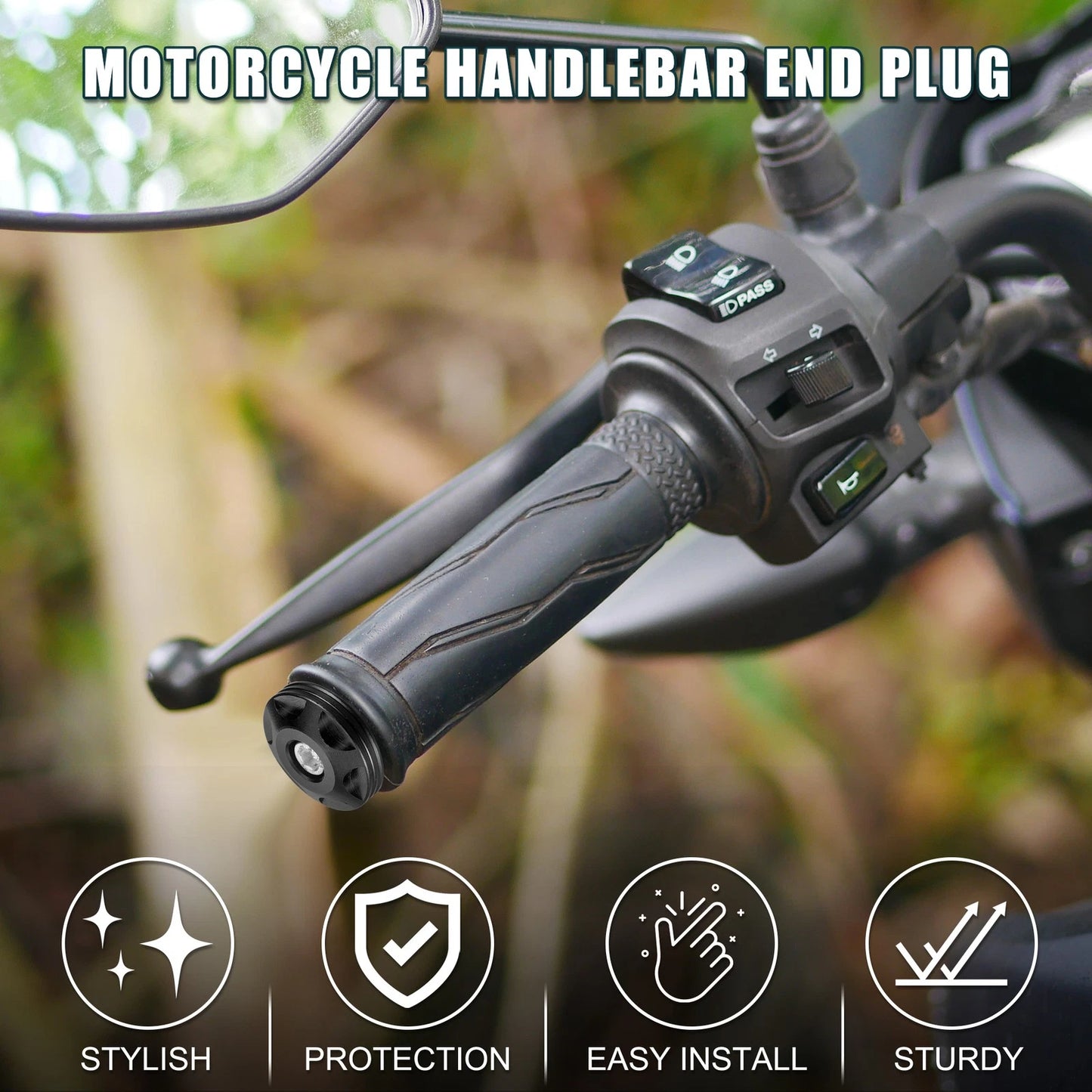 2 x Handlebar End Plug Aluminum Alloy 18-20mm 32mm OD Black for Make Model