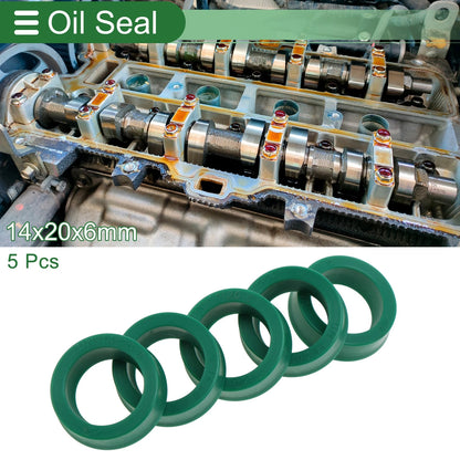Oil Seal / 14x20x6mm / TPU Rotary Shaft Seal Green 5 Pcs for Make Model