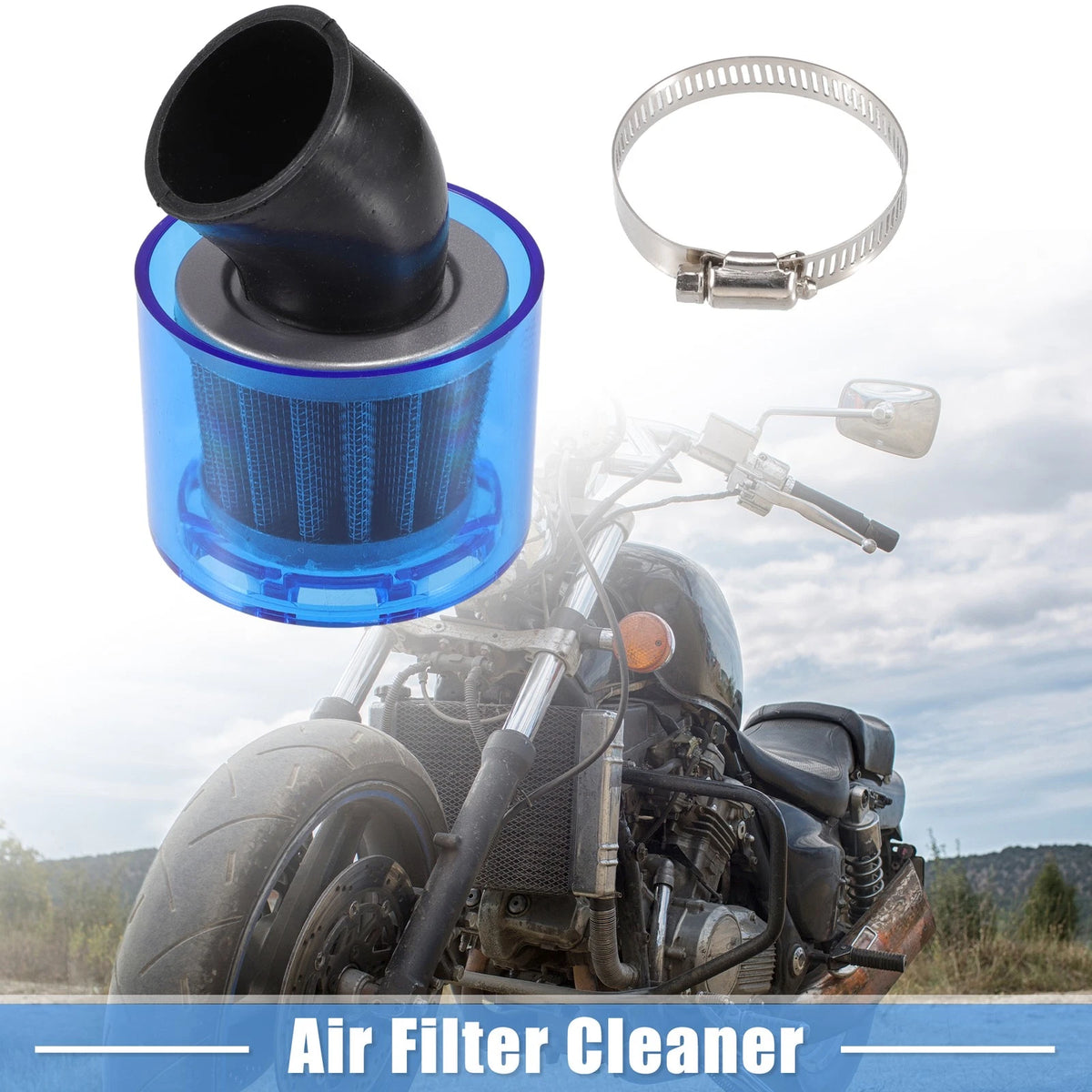 Air Filter Cleaner Bent 38mm/1.50 for 110-125cc Most Motorcycles ATV Blue