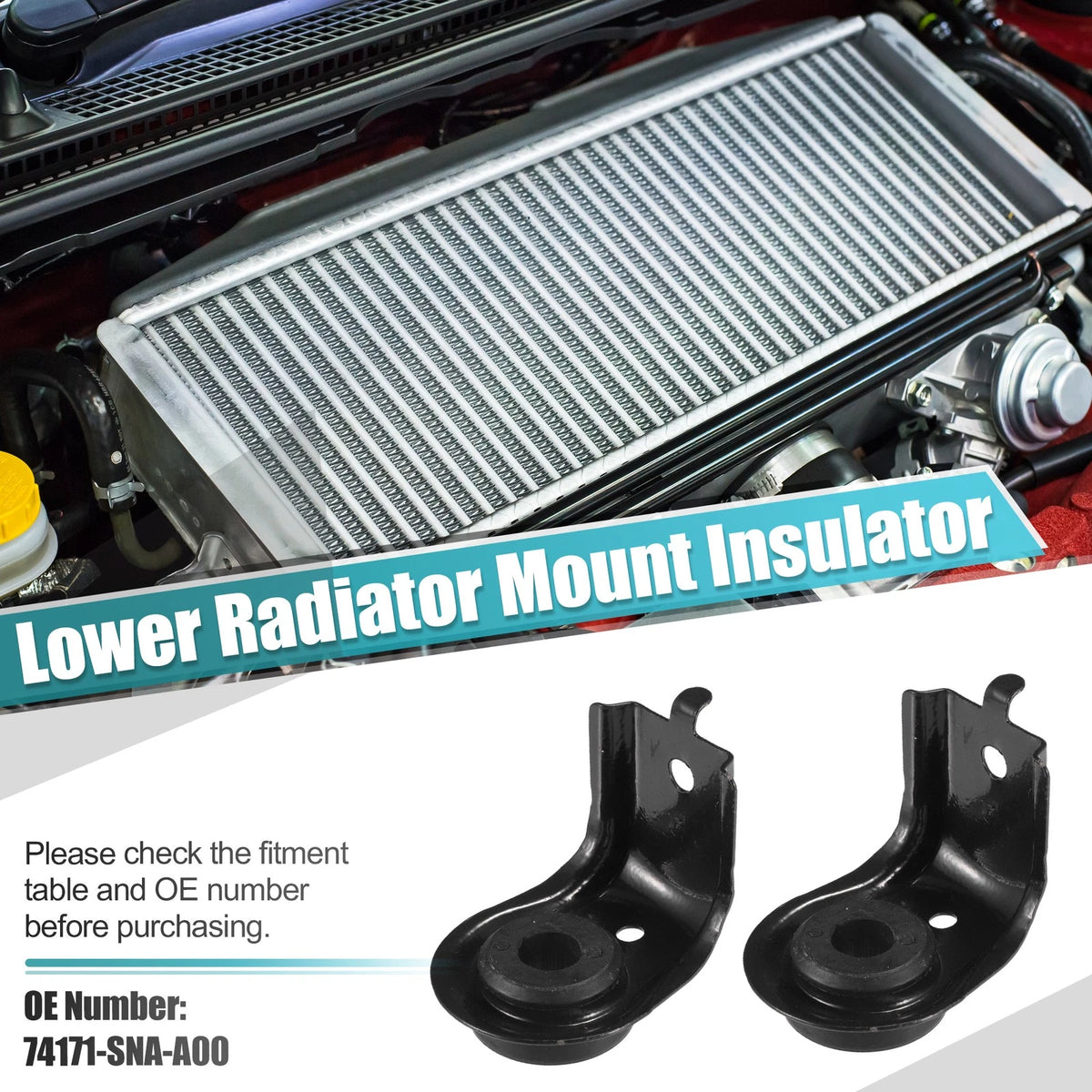 2 x Car Upper Radiator Brackets with Cushions for Honda Civic (2006-2011)