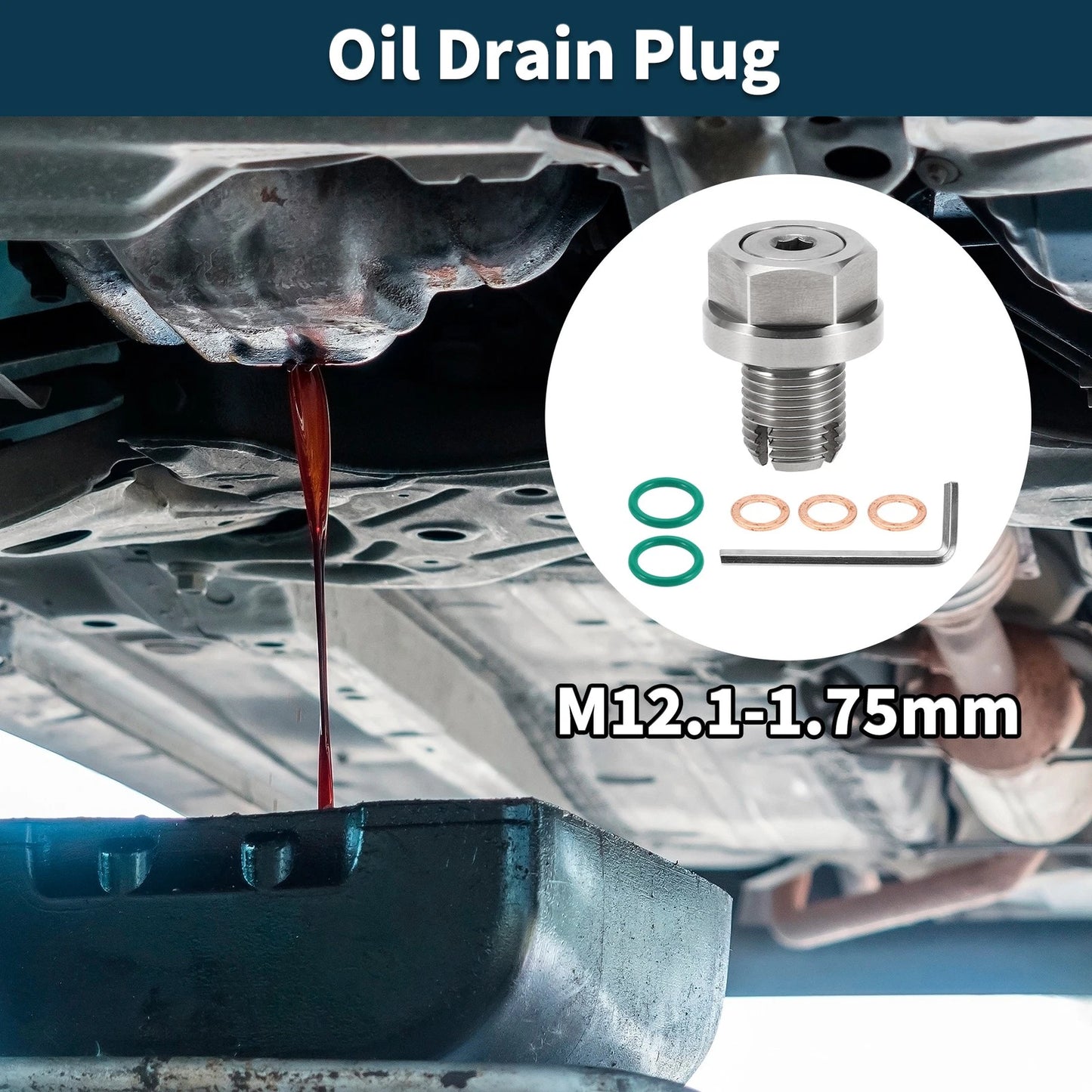M12.1-1.75mm Copper Oil Drain Plug W/ Gasket for Car/Motorcycle