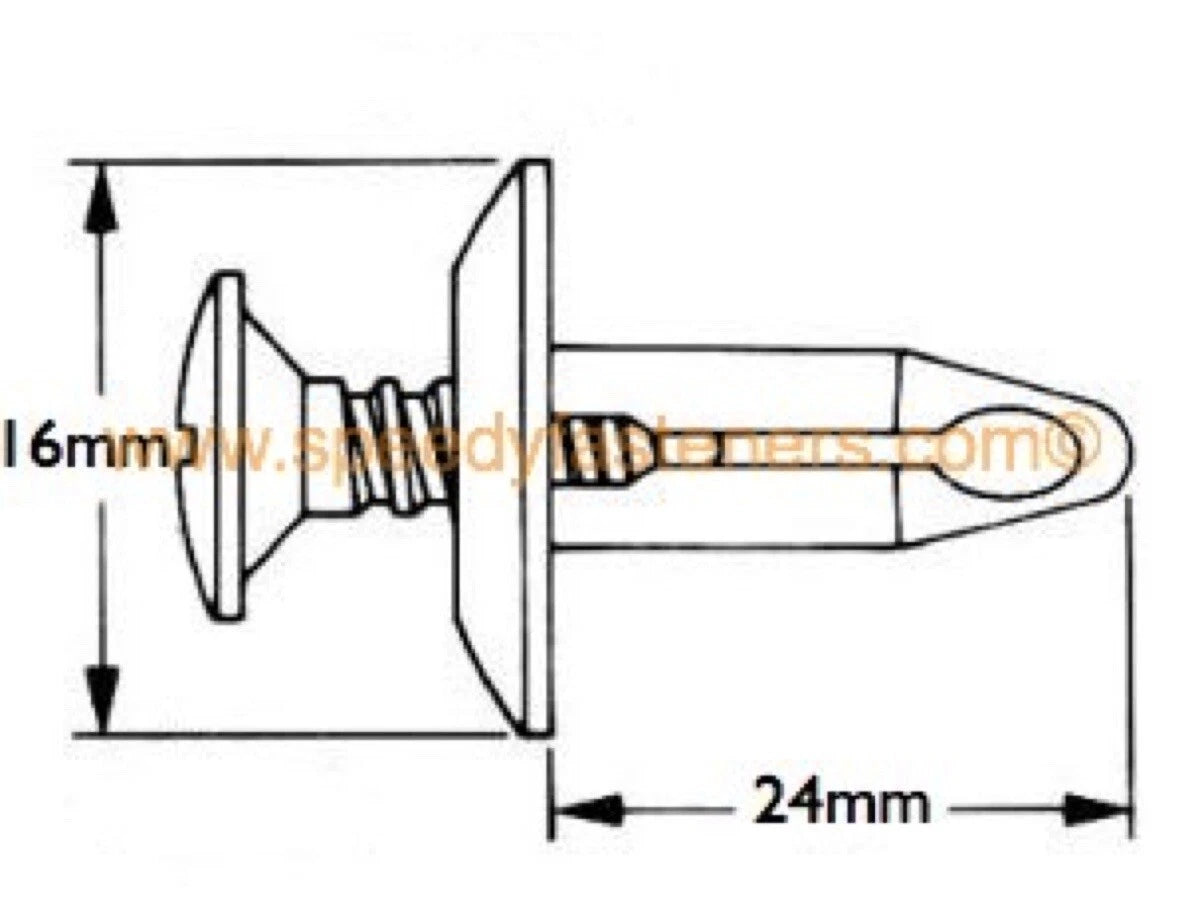 25 x Qualité 6mm M6 Plastique Poussoir Vis Rivet Tête de Fourche Clips