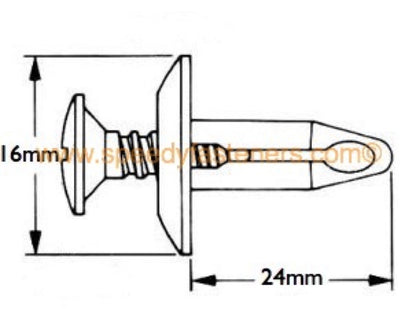 25 x Qualité 6mm M6 Plastique Poussoir Vis Rivet Tête de Fourche Clips