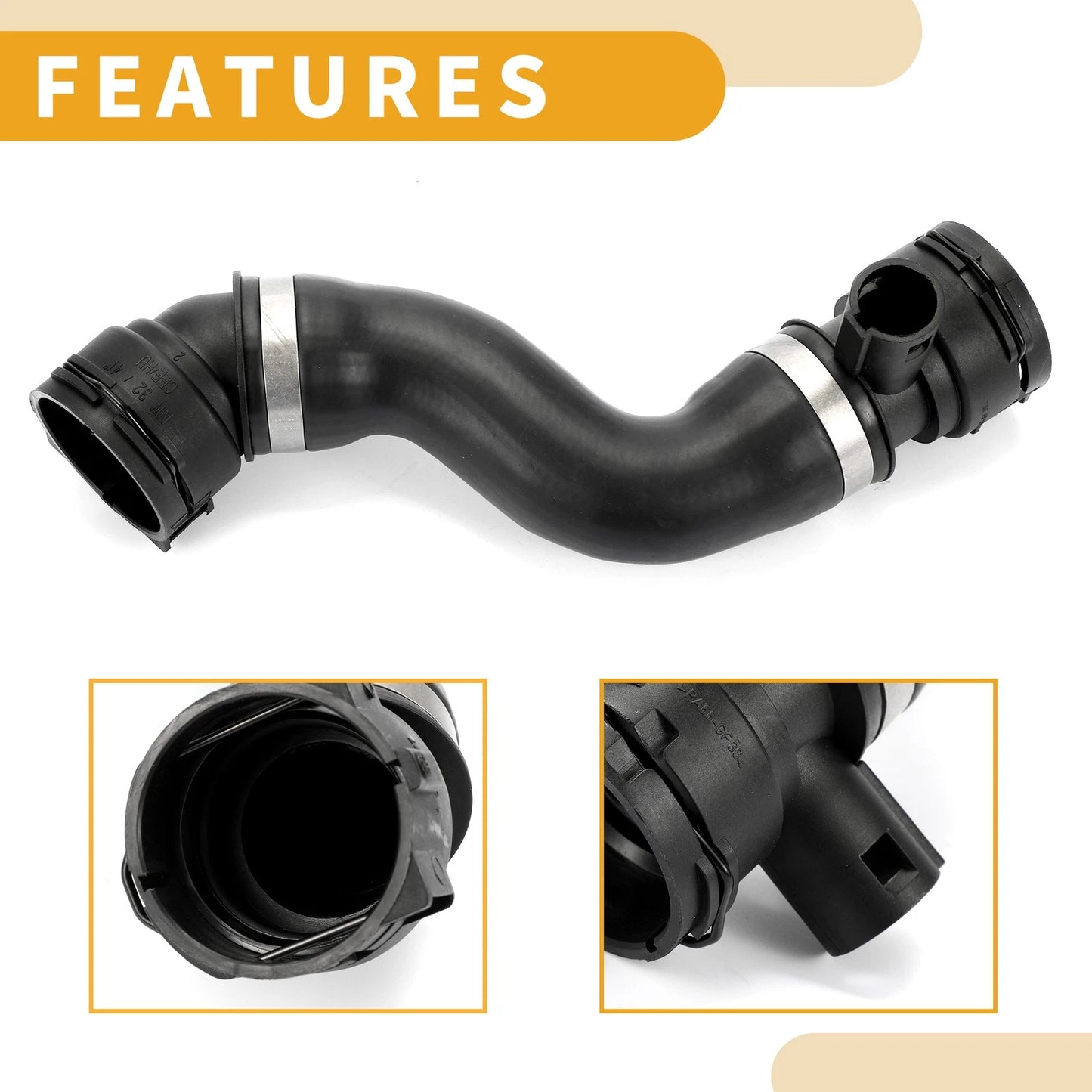 Radiator Hose for BMW 5 Series (2002-2010) Rubber Black