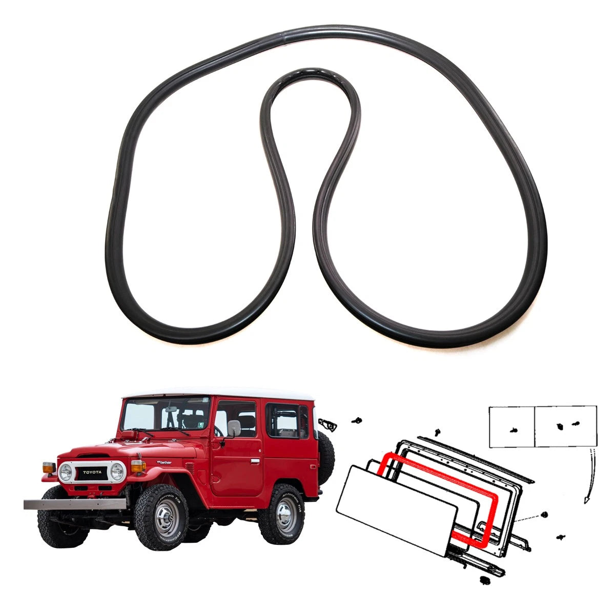 Front Windshield Weatherstrip for Toyota Land Cruiser BJ43 FJ40 HJ45 1969-1980