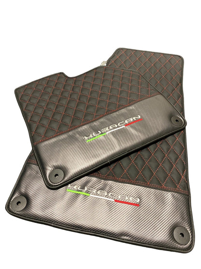 Floor Mats for Lamborghini Huracan Coupe Real Leather with Emblem (2014-2023)