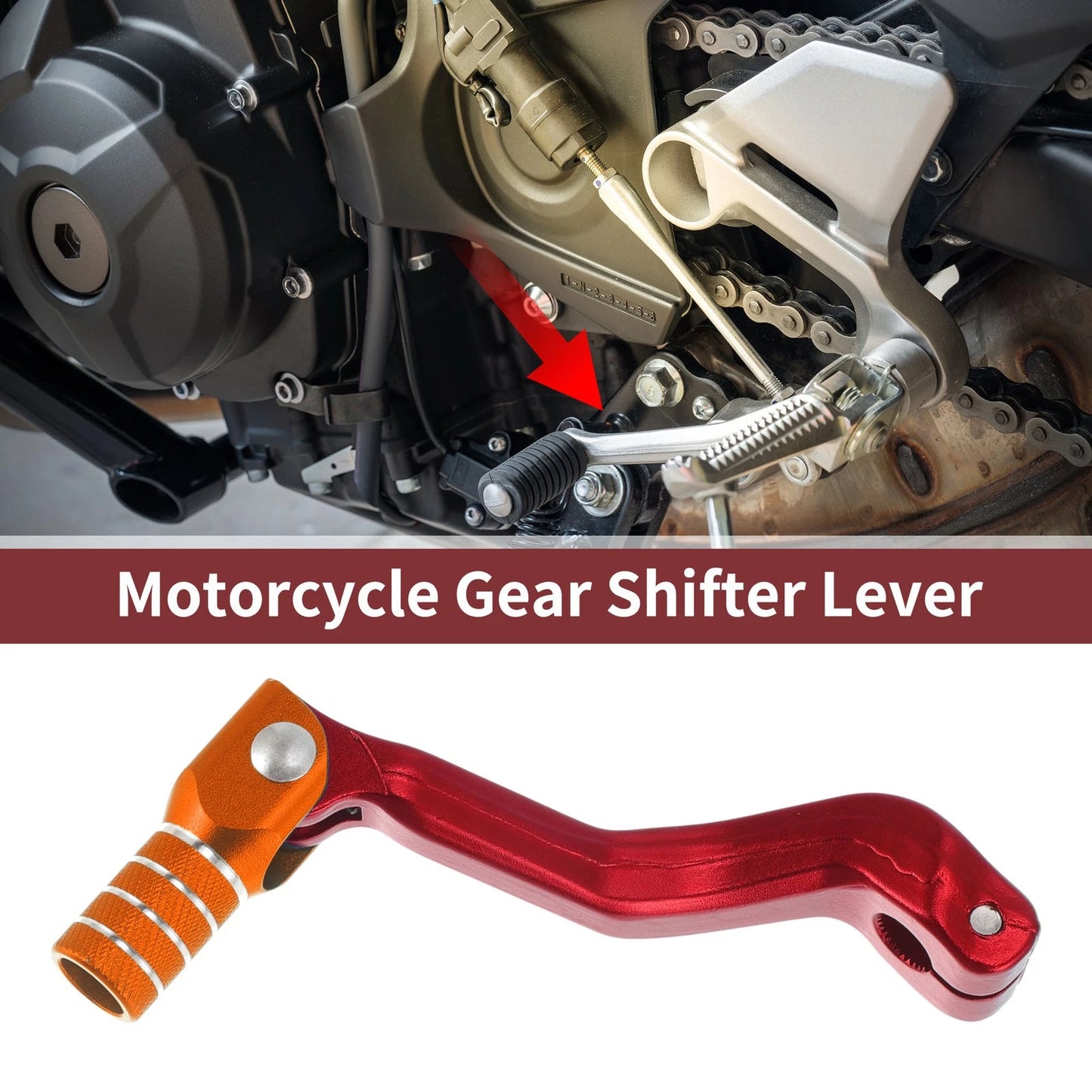 Folding Shifter Lever Red Orange Silver for Kayo T2