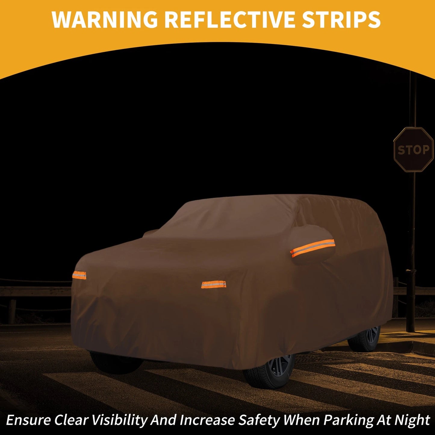 Car Cover Waterproof All Weather for Toyota Sequoia Orange Cotton with Zipper