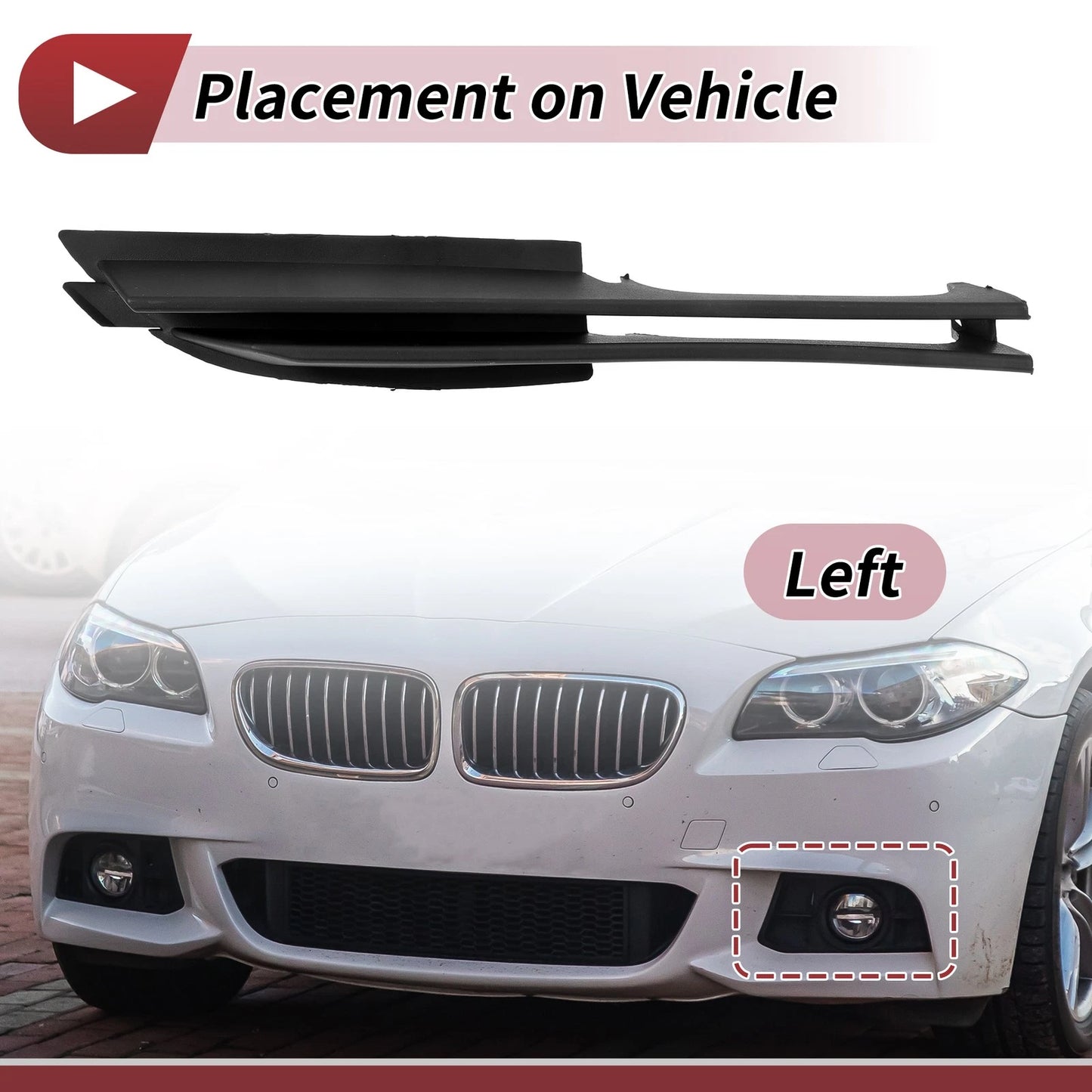 Front Left Fog Light Grill for BMW 320i (2002-2005) - 1 x Black Lens
