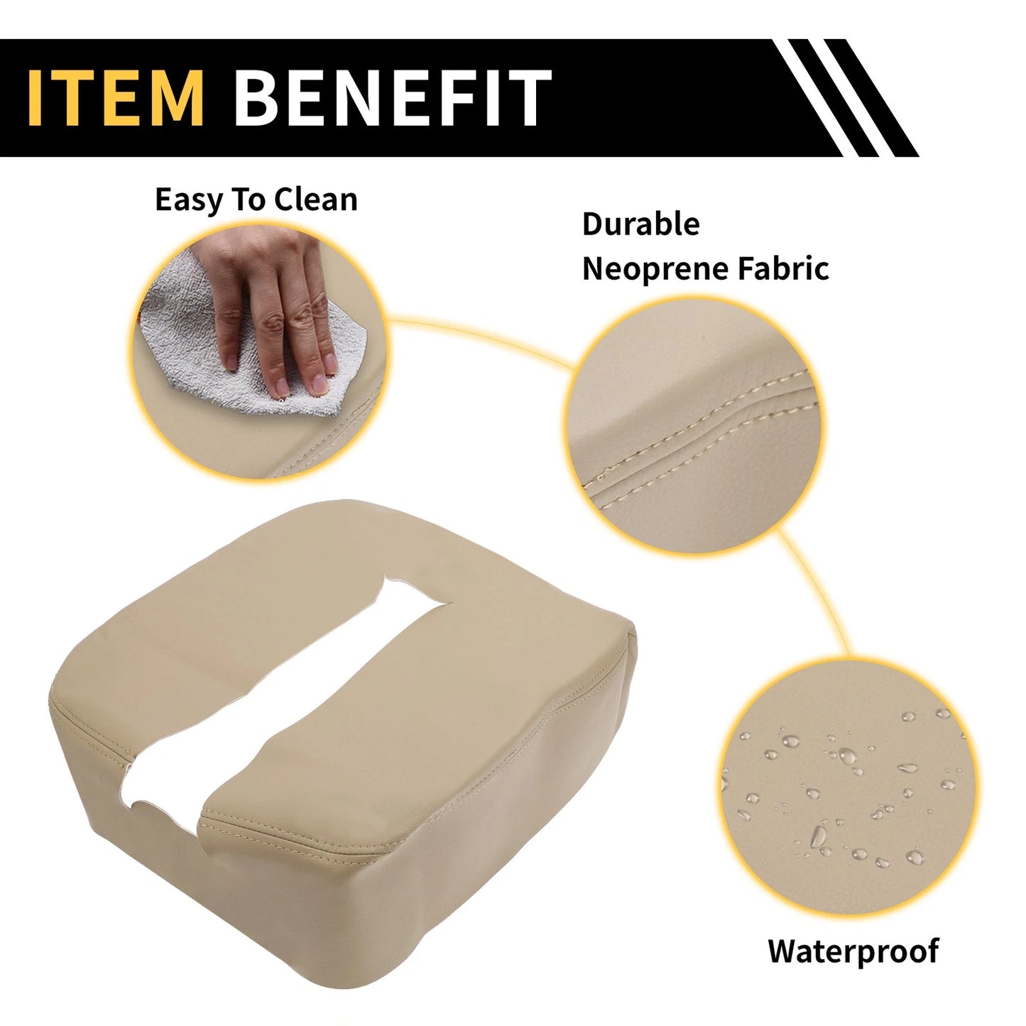 Center Console Cover Microfiber Leather Beige for Chevrolet Silverado