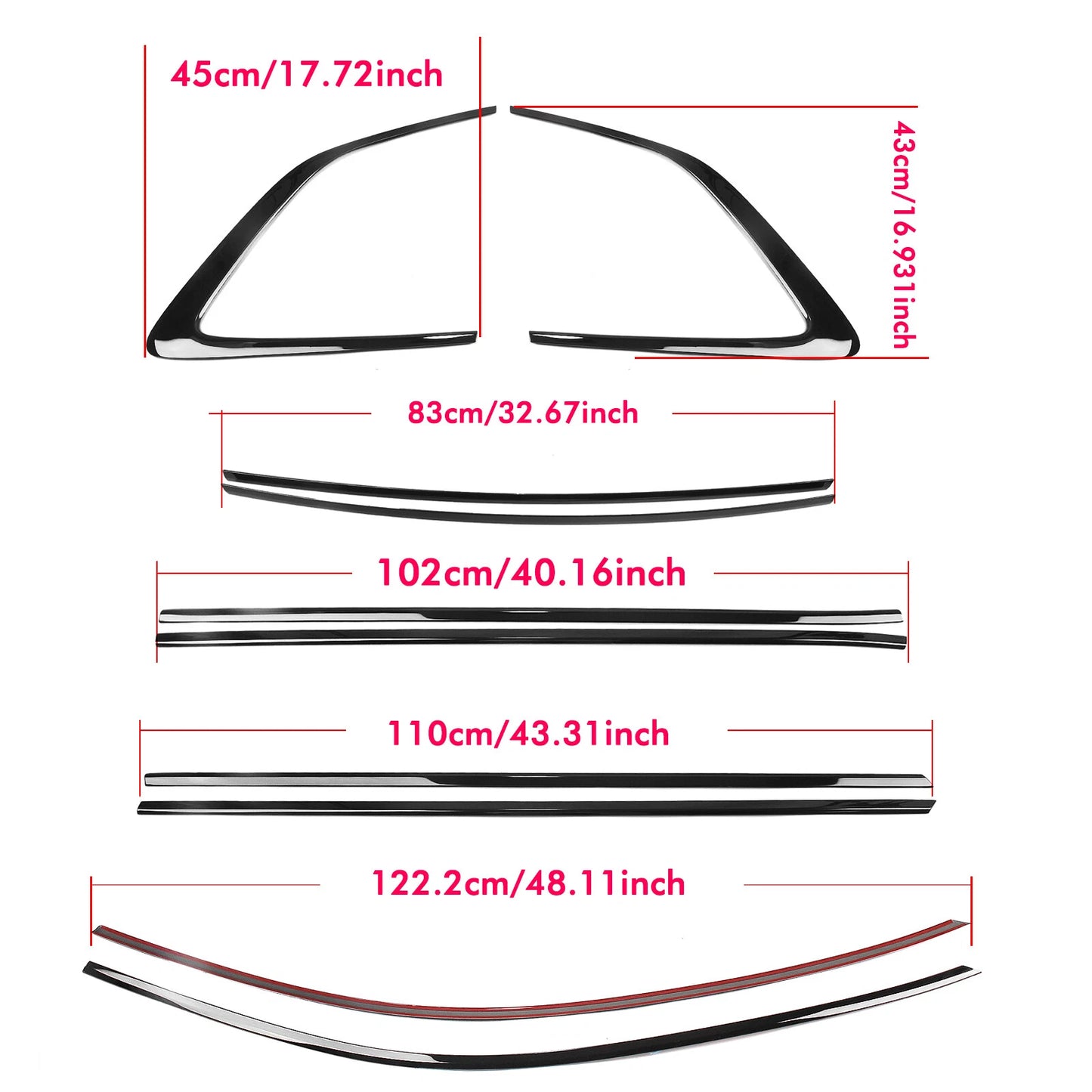 10 x Titanium Black Window Strip Moulding for Honda CR-V (2023-2024)